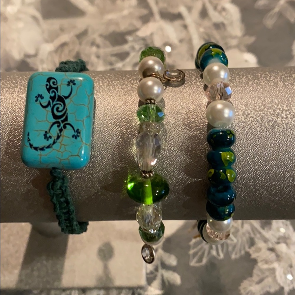 Brand New Bracelet Trio Beads Crystals